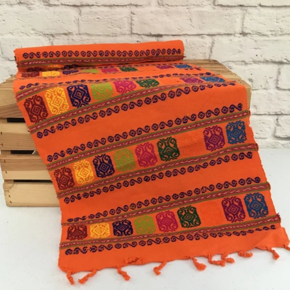 Handmade Mexican Hand Embroidered Table Runner - Camino de Mesa